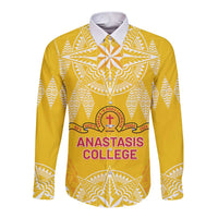 Personalised Anastasis College Long Sleeve Button Shirt Tonga Ngatu Pattern - Polynesian Pride