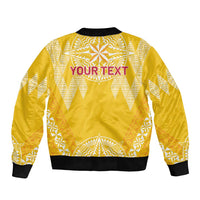 Personalised Anastasis College Sleeve Zip Bomber Jacket Tonga Ngatu Pattern LT05 - Polynesian Pride