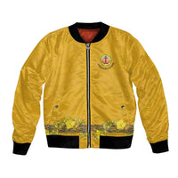 Tonga Anastasis College Bomber Jacket Tongan Ngatu Kupesi Pattern LT05 Unisex Yellow - Polynesian Pride