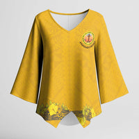 Tonga Anastasis College Kimono Sleeve Blouse Tongan Ngatu Kupesi Pattern - Polynesian Pride