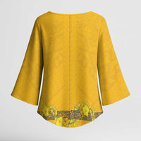 Tonga Anastasis College Kimono Sleeve Blouse Tongan Ngatu Kupesi Pattern - Polynesian Pride