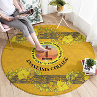 Tonga Anastasis College Round Carpet Tongan Ngatu Kupesi Pattern - Polynesian Pride