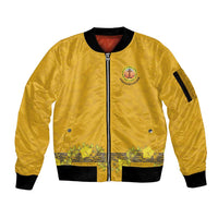 Tonga Anastasis College Sleeve Zip Bomber Jacket Tongan Ngatu Kupesi Pattern LT05 Unisex Yellow - Polynesian Pride