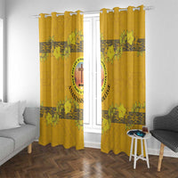 Tonga Anastasis College Window Curtain Tongan Ngatu Kupesi Pattern LT05 With Grommets Yellow - Polynesian Pride