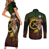 Personalised Vanuatu Custom Chiefs Day Couples Matching Short Sleeve Bodycon Dress and Long Sleeve Button Shirt Pig Tusk Simple Style LT05 - Polynesian Pride