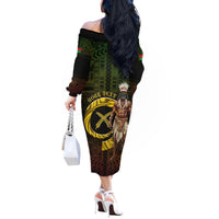 Personalised Vanuatu Custom Chiefs Day Off The Shoulder Long Sleeve Dress Pig Tusk Simple Style LT05 - Polynesian Pride