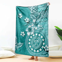 Cook Islands Blanket Teal Hibiscus And Stars