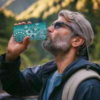 Cook Islands 4 in 1 Can Cooler Tumbler Teal Hibiscus And Stars