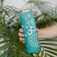 Cook Islands Skinny Tumbler Teal Hibiscus And Stars