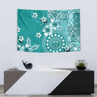 Cook Islands Tapestry Teal Hibiscus And Stars