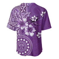 Cook Islands Baseball Jersey Purple Hibiscus And Stars