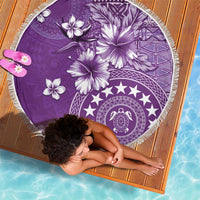 Cook Islands Beach Blanket Purple Hibiscus And Stars