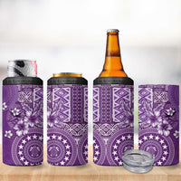 Cook Islands 4 in 1 Can Cooler Tumbler Purple Hibiscus And Stars