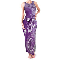 Cook Islands Family Matching Tank Maxi Dress and Hawaiian Shirt Purple Hibiscus And Stars