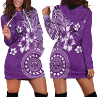 Cook Islands Hoodie Dress Purple Hibiscus And Stars
