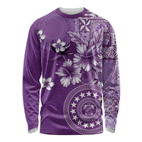 Cook Islands Long Sleeve Shirt Purple Hibiscus And Stars