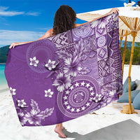 Cook Islands Sarong Purple Hibiscus And Stars LT05 One Size 44 x 66 inches Purple - Polynesian Pride