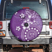 Cook Islands Spare Tire Cover Purple Hibiscus And Stars LT05 Purple - Polynesian Pride