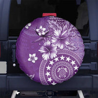 Cook Islands Spare Tire Cover Purple Hibiscus And Stars LT05 No hole Purple - Polynesian Pride