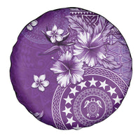 Cook Islands Spare Tire Cover Purple Hibiscus And Stars LT05 - Polynesian Pride