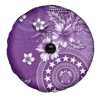 Cook Islands Spare Tire Cover Purple Hibiscus And Stars LT05 - Polynesian Pride
