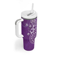 Cook Islands Tumbler With Handle Purple Hibiscus And Stars