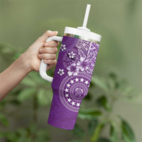 Cook Islands Tumbler With Handle Purple Hibiscus And Stars
