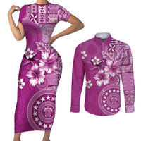 Cook Islands Couples Matching Short Sleeve Bodycon Dress and Long Sleeve Button Shirt Fandango Hibiscus And Stars