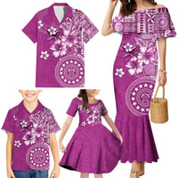 Cook Islands Family Matching Mermaid Dress and Hawaiian Shirt Fandango Hibiscus And Stars