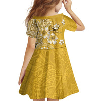 Cook Islands Family Matching Tank Maxi Dress and Hawaiian Shirt Yellow Hibiscus And Stars LT05 - Polynesian Pride