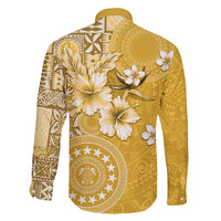 Cook Islands Family Matching Tank Maxi Dress and Hawaiian Shirt Yellow Hibiscus And Stars LT05 - Polynesian Pride