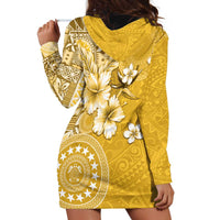 Cook Islands Hoodie Dress Yellow Hibiscus And Stars