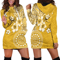 Cook Islands Hoodie Dress Yellow Hibiscus And Stars