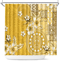 Cook Islands Shower Curtain Yellow Hibiscus And Stars LT05 Yellow - Polynesian Pride