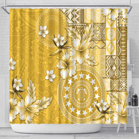 Cook Islands Shower Curtain Yellow Hibiscus And Stars LT05 - Polynesian Pride