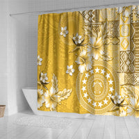 Cook Islands Shower Curtain Yellow Hibiscus And Stars LT05 - Polynesian Pride
