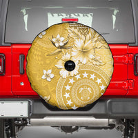 Cook Islands Spare Tire Cover Yellow Hibiscus And Stars