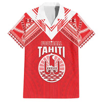Custom Tahiti Football Family Matching Off The Shoulder Long Sleeve Dress and Hawaiian Shirt Coat Of Arms Polynesian Tribal Pattern