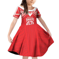 Custom Tahiti Football Family Matching Off Shoulder Short Dress and Hawaiian Shirt Coat Of Arms Polynesian Tribal Pattern