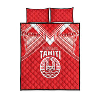 Tahiti Football Quilt Bed Set Coat Of Arms Polynesian Tribal Pattern
