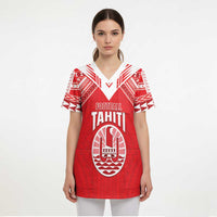 Custom Tahiti Football Scrub Top Coat Of Arms Polynesian Tribal Pattern - Polynesian Pride