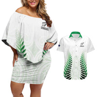 Custom New Zealand Fern Football Couples Matching Off Shoulder Short Dress and Hawaiian Shirt Simple Style