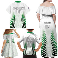 Custom New Zealand Fern Football Family Matching Off Shoulder Maxi Dress and Hawaiian Shirt Simple Style