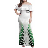 Custom New Zealand Fern Football Family Matching Off Shoulder Maxi Dress and Hawaiian Shirt Simple Style