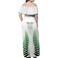 Custom New Zealand Fern Football Family Matching Off Shoulder Maxi Dress and Hawaiian Shirt Simple Style