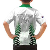 Custom New Zealand Fern Football Family Matching Short Sleeve Bodycon Dress and Hawaiian Shirt Simple Style