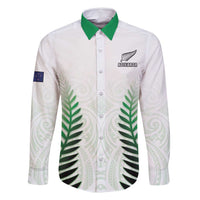 Custom New Zealand Fern Football Family Matching Tank Maxi Dress and Hawaiian Shirt Simple Style LT05 Dad's Shirt - Long Sleeve White - Polynesian Pride