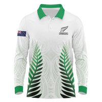 Custom New Zealand Fern Football Long Sleeve Polo Shirt Simple Style