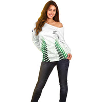 Custom New Zealand Fern Football Off Shoulder Sweater Simple Style