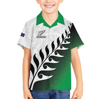 Custom New Zealand Football Family Matching Off The Shoulder Long Sleeve Dress and Hawaiian Shirt Go Aotearoa LT05 Son's Shirt Green - Polynesian Pride